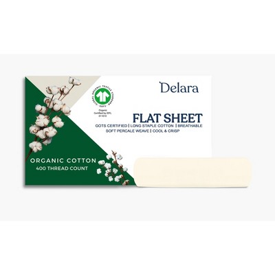 Delara 100% Organic Cotton Smooth & Moisture-Wicking Breathable Percale Flat Sheet