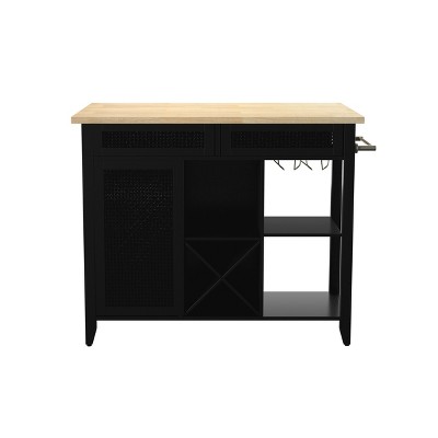 Bramlage Expandable Freestanding Kitchen Island - Black - SEI