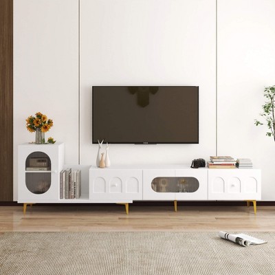 ORRD Wood Extendable TV Stand, Modern Entertainment Center for Living Room & Bedroom