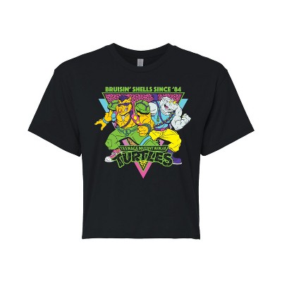 Women's - Teenage Mutant Ninja Turtles - 80S Bebop Rocksteady Cropped Graphic T-Shirt