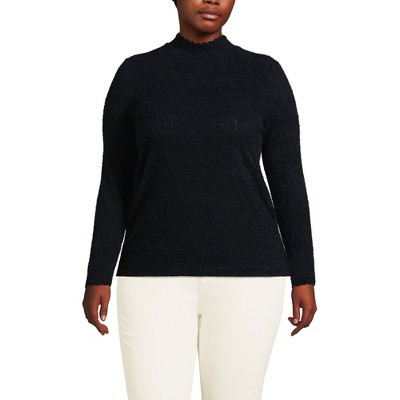 Lands' End Women's Long Sleeve Brushed Lace Mock Neck Top