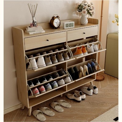 Shoe Storage Cabinet with 4 Flip Drawers,2 Drawers,Narrow Shoe Rack Cabinet,Freestanding Shoe Cabinet Organizer for Entryway