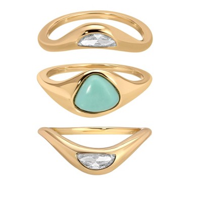 Turquoise Solstice Ring Stack - Ettika