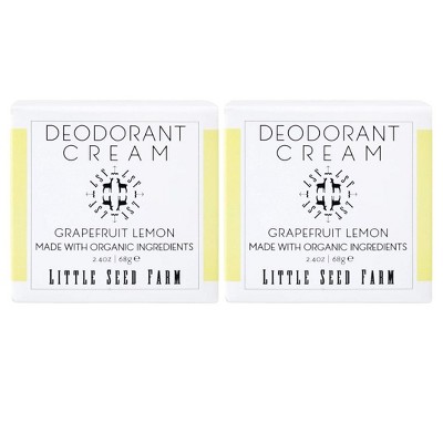 Little Seed Farm All Natural Deodorant Cream, Aluminum Free Deodorant for Women or Men, (2.4 Oz) - Grapefruit Lemon (PACK OF 2)