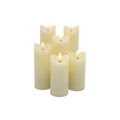 LumaBase Battery-Operated 3D-Wick LED Candles - Set of 6