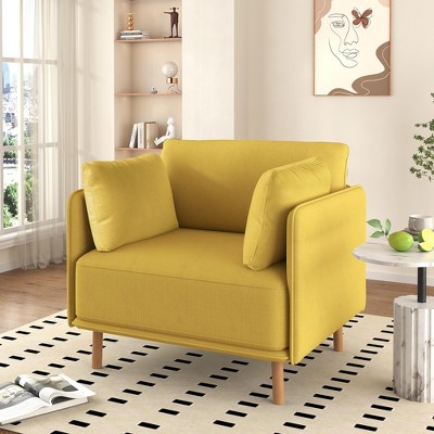 Modern Upholstered Accent Chair with Soft Cushions & Sturdy Wooden Legs, Comfortable Lounge Sofa Chair - Christopher Knight Home