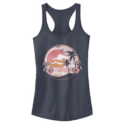 Juniors Womens Lost Gods Vintage Tropical Vibes Racerback Tank Top