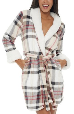 ADR Women's Short Robe, Classic Cozy Plush Robe Woman, Short Fleece Bathrobe