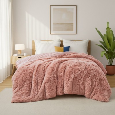 Peace Nest Shaggy Plush Comforter Set Faux Fur with Velvety Reversible Backing