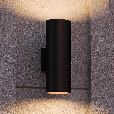 Urban Ambiance Luxury Contemporary Outdoor Wall Light,  14"H x 5"W,  Midnight Black Finish, UHP1062