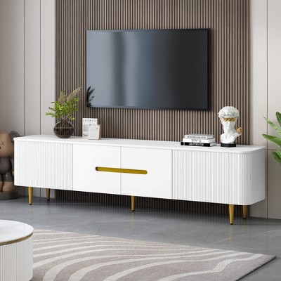 ORRD 78.7'' Modern TV Stand for 85'' TVs, Minimalist Media Console with 4 Cabinets