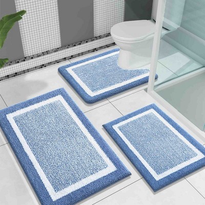 BAGOKIE 3 Piece Ultra-Soft Microfiber Bathroom Rug Set