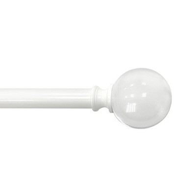 Decorative Drapery Curtain Rod with Acrylic Ball Finials White - Lumi Home Furnishings