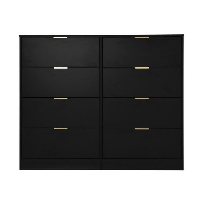 Gulches Modern Black 8-Drawer Dresser - Tall Wood Chest, Anti-Toppling, Smooth Gliding, 47.2"W?¨¢15.74"D?¨¢38.97"H
