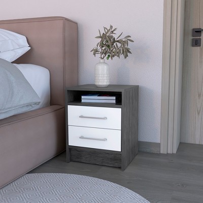 Gulches Nightstand Cartiz, Two Drawers, Smokey Oak / White Finish