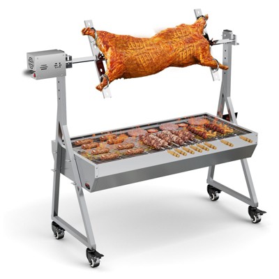 Mojgar  Rotisserie Grill Roaster, 132lbs Charcoal Grill Outdoor BBQ Grill Pig Lamb Spit Roaster with Hand Crank