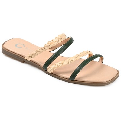 Journee Collection Womens Brinna Tru Comfort Foam Low Stacked Heel Slide Sandals Olive 8