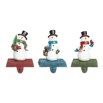Transpac 6 Inch Multicolored Christmas Jolly Snowman Set of 3 Decorative Resin Holiday Decor