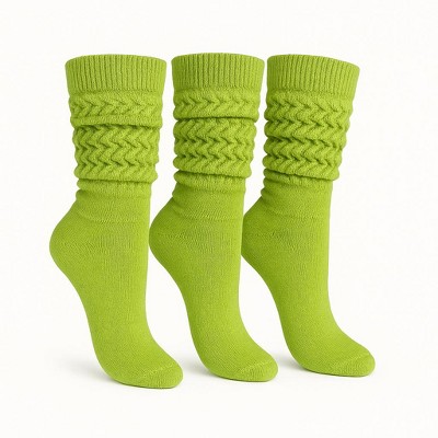 Women’s Slouch Socks Cotton Slouchy Knee-High Boot Socks 3 Pairs Scrunch Breathable Extra Long All-Season Comfort