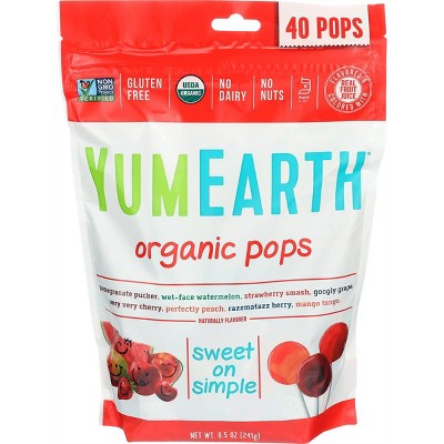 YumEarth Organic Pops - Assorted Flavors, 100% Vitamin C, Organic & Vegan, 40 pops, 8.5 oz