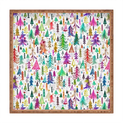 Ninola Design Christmas Trees Simply Modern Square Bamboo Tray - Deny Designs