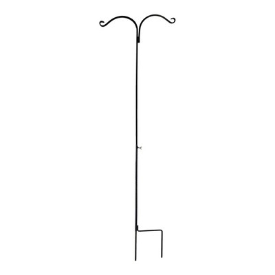 Ashman Premium Steel Ground Stake Shepherd's Hook 65 Inch Dual Sided for Hanging Flowers, Bird Feeders, Mason Jars, and Wedding Decor, Black