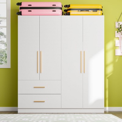 FUFU&GAGA Contemporary 4 Door Wardrobe Multi Storage Compartment Bedroom Storage Armoire
