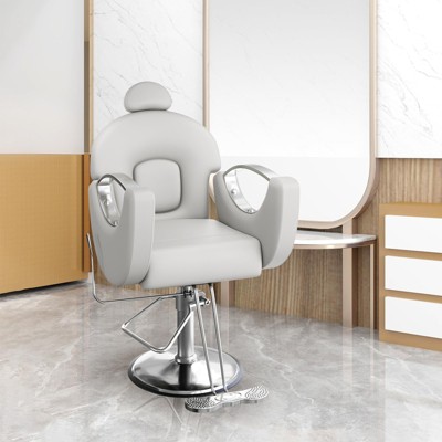 Reclining Hair Salon Chair, 360°Swivel Barber Chair with Heavy Duty Hydraulic Pump Height Adjustable