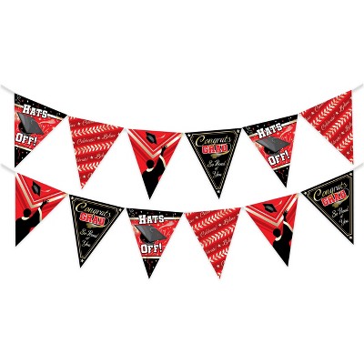 Treasures Gifted Red Graduation Banner Pennant - Red Graduation Party Decorations - 2 Pack