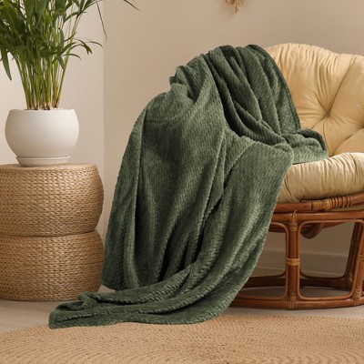 PiccoCasa Flannel Fleece Lightweight Plush Jacquard Weave Pattern Microfiber Sofa Blanket