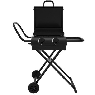 Topteng BBQ Gas Grill - 16,000 BTU Propane, Foldable Design, Hood & Shelf