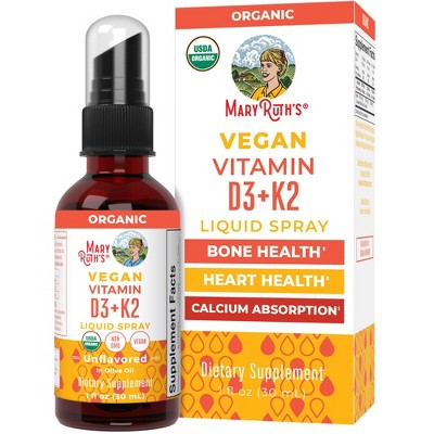 MaryRuth's Vitamin D3+K2 Spray, Unflavored, Org, 1 oz
