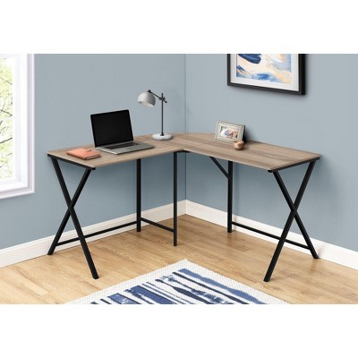NicBex 55" L-Shaped Corner Computer Desk Black Metal, Modern Contemporary Workstation for Home Office, Laptop/Work