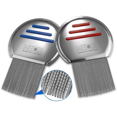 MEDca Stainless Steel Lice Comb – 2-Pack Professional Lice & Nit Removal Combs for Kids & Adults