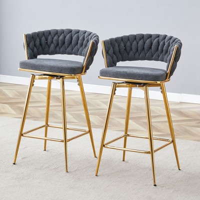 NicBex Swivel Bar Stools Set of 2/4,Linen Counter Height Bar Chairs with MetalLegs,Adjustable Foot Pads,Bar Chair for Kitchen Island,Cafe,Home Bar