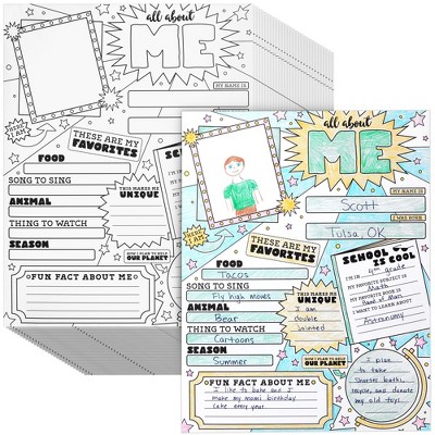 Juvale 30 Pack Kids All About Me Classroom Posters for Kindergarten, Elementary School Students, 17 x 22 In