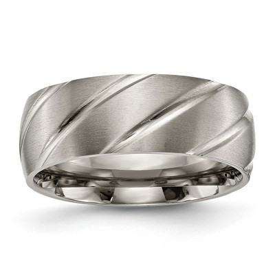 Chisel Titanium Satin 8mm Swirl Design Band Ring