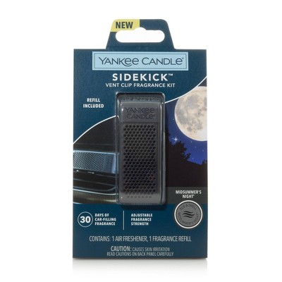 Yankee Candle Auto Sidekick Vent Kit and Refill Midsummer Night: Car Freshener, Adjustable Fragrance, Sage & Cedar Scents
