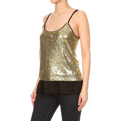 Anna-Kaci Women's Sequin Spaghetti Camisole Tank Top for Casual Looks