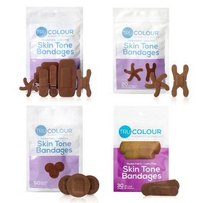 Tru-Colour Skin Tone Shade Adhesive Bandage Assorted Shapes, Dark Brown