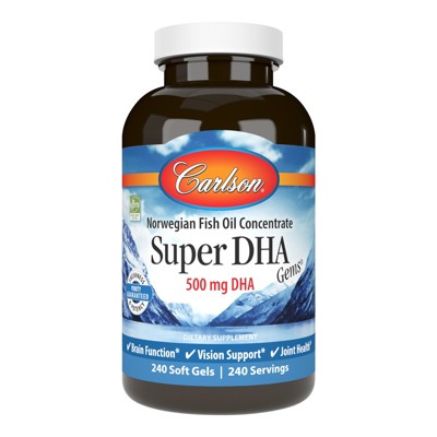 Carlson - Super DHA Gems, 500 mg DHA, Norwegian, Wild Caught, Sustainably Sourced