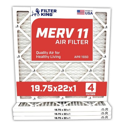 Filter King 19.75x22x1 Air Filter | 4-PACK | MERV 11 HVAC Pleated A/C Furnace Filters | MADE IN USA | Actual Size: 19.75 x 22 x .75"