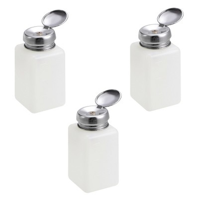 Unique Bargains HDPE Alcohol Cleanser Polish Remover Press Pumping Dispensers White 3 Pcs