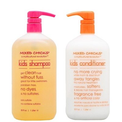 Mixed Chicks Kids Shampoo & Conditioner, 33 oz XXL LITER DUO SET KIT for Children