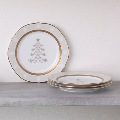 Noritake Charlotta Gold Set of 4 Tree Accent Plates