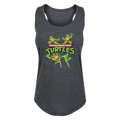Women's - Teenage Mutant Ninja Turtles - Donnie, Mikey, Raph, and Leo Logo Graphic Racerback Tank