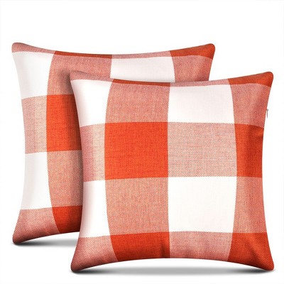 Throw Pillow Covers Linen Plaids 18 x 18 Inch Set of 2