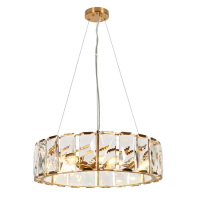 LNC Ethel 6-Lights 23.6" Modern Luxury Crystal Drum Chandelier for Dining Room, Gold/Black