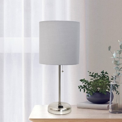 Creekwood Home Contemporary Bedside Table Lamp with Power Outlet