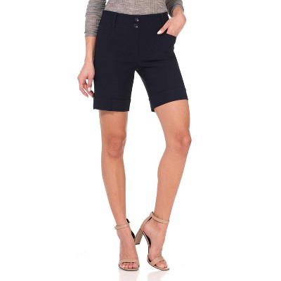 Rekucci Women's Pull-On Chic Urban Shorts with Pockets and Button Detail